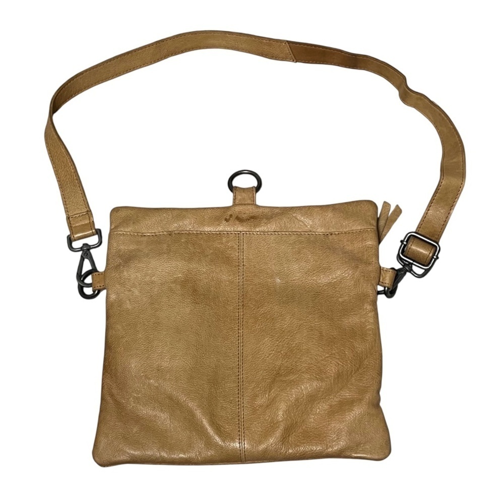 Latico Crossbody Soft Pebbled Leather Tan Removable Strap Handmade in India - Picture 2 of 10
